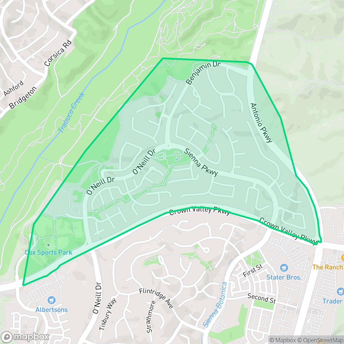 Map showing the location of Oak Knoll Village, Ladera Ranch, CA