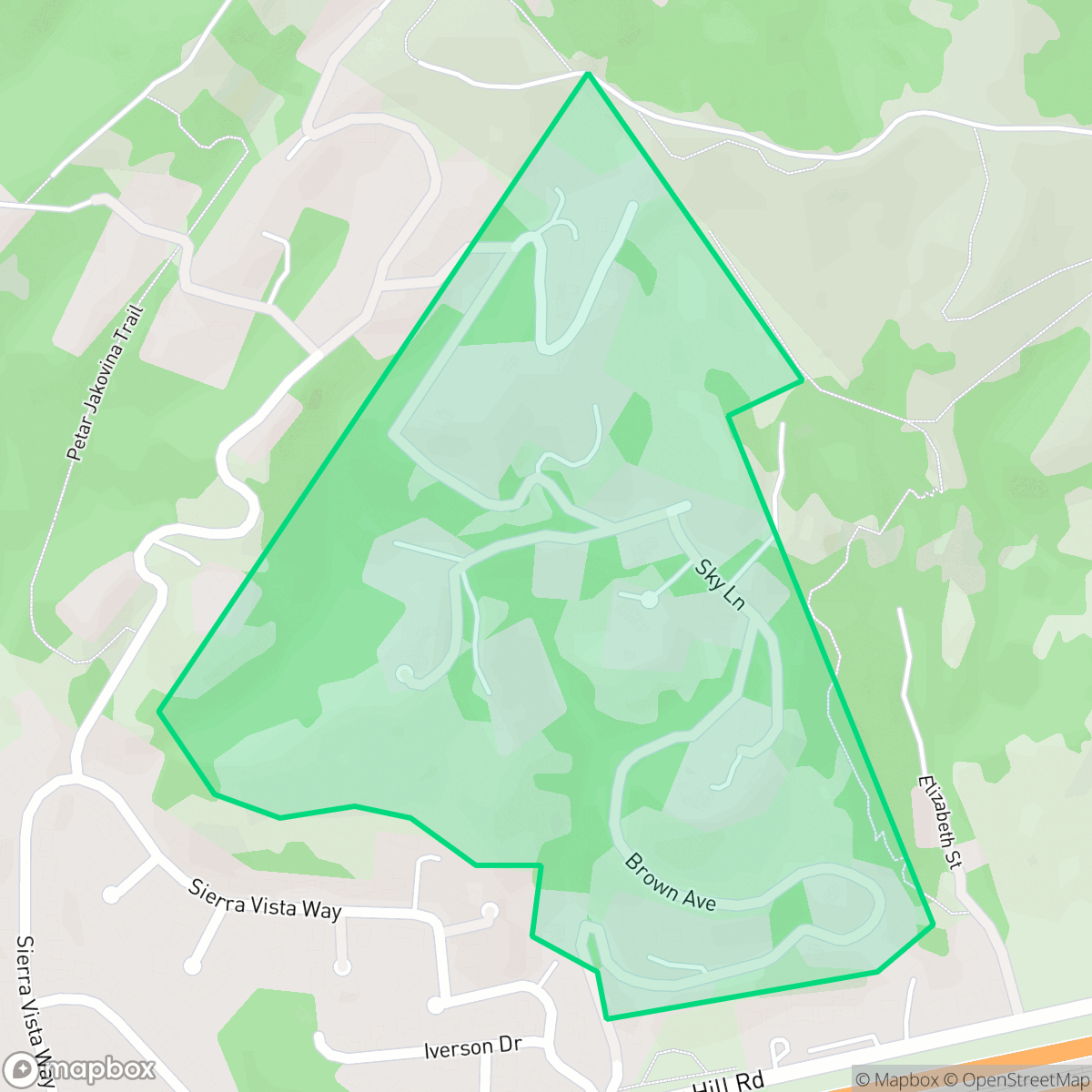 Map showing the location of Brown Avenue, Lafayette, CA