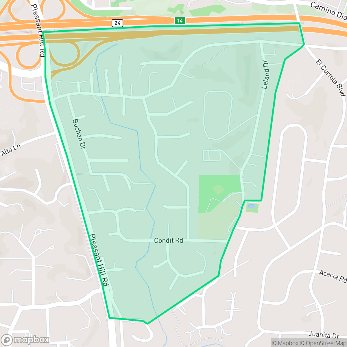 Map showing the location of Circle Creek, Lafayette, CA