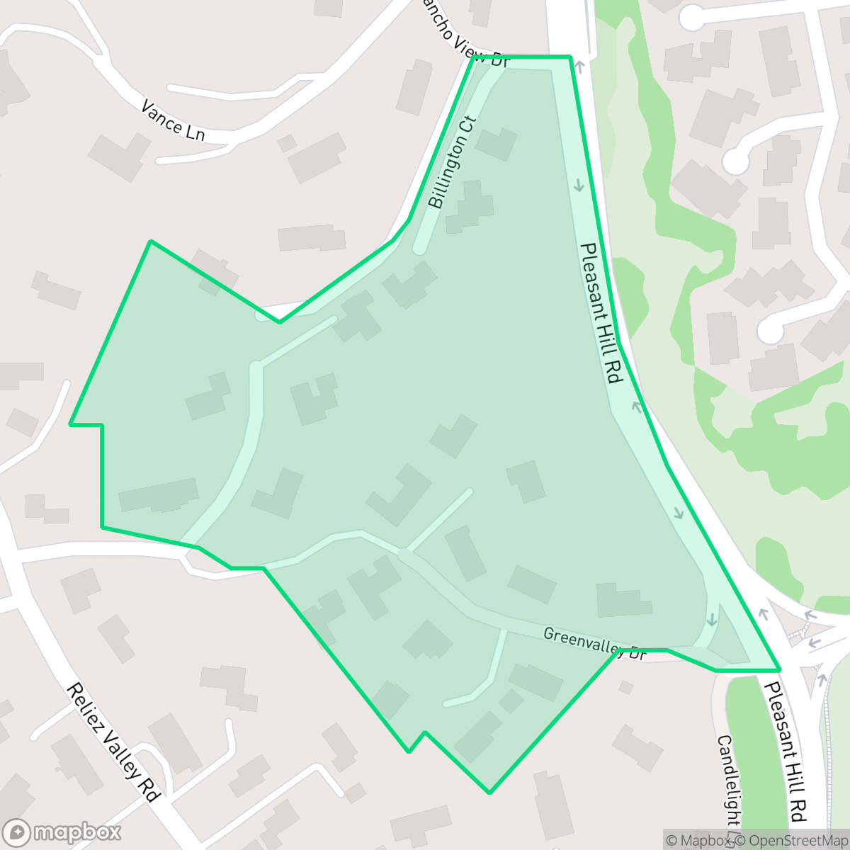 Map showing the location of Green Valley, Lafayette, CA
