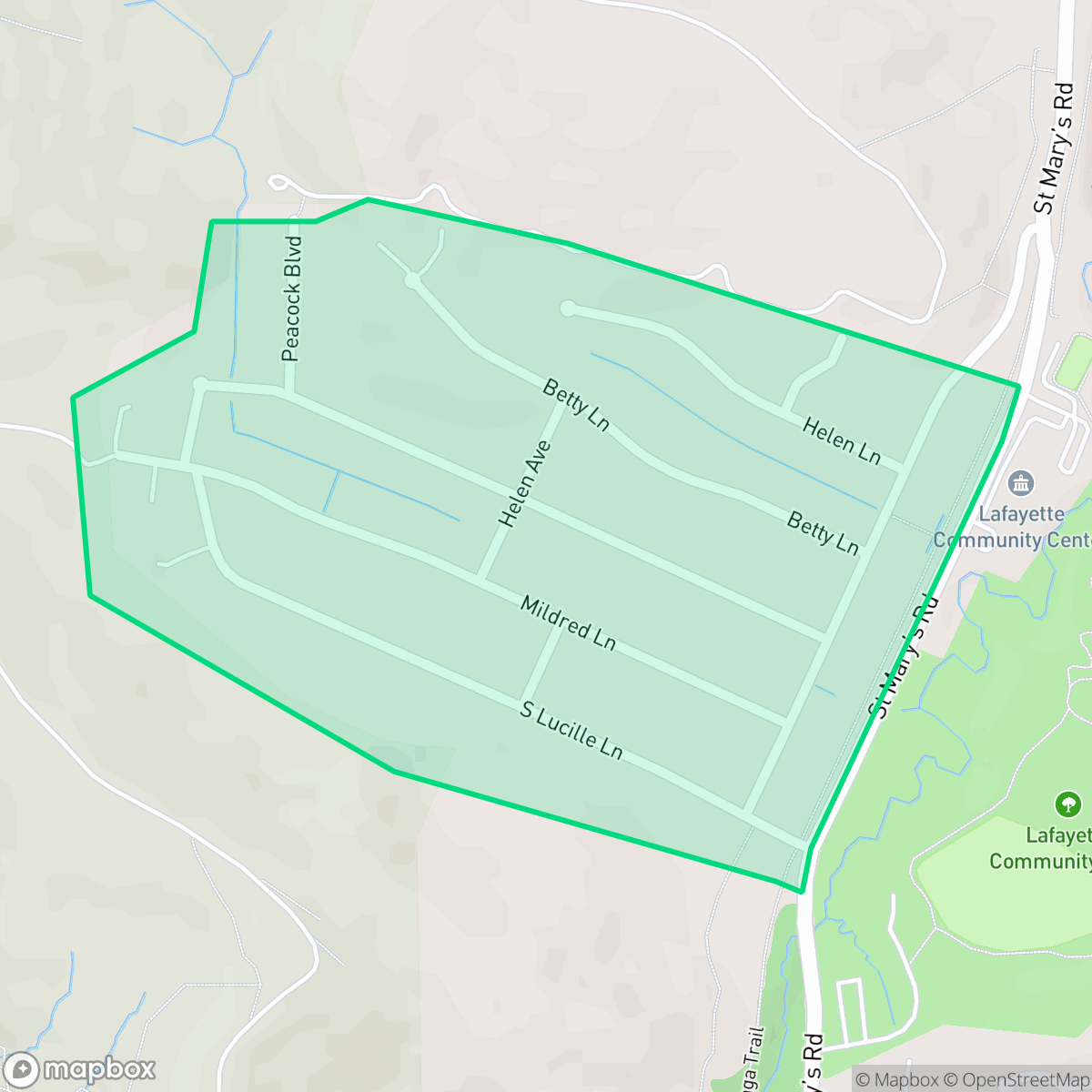 Map showing the location of Lafayette Valley Estates, Lafayette, CA