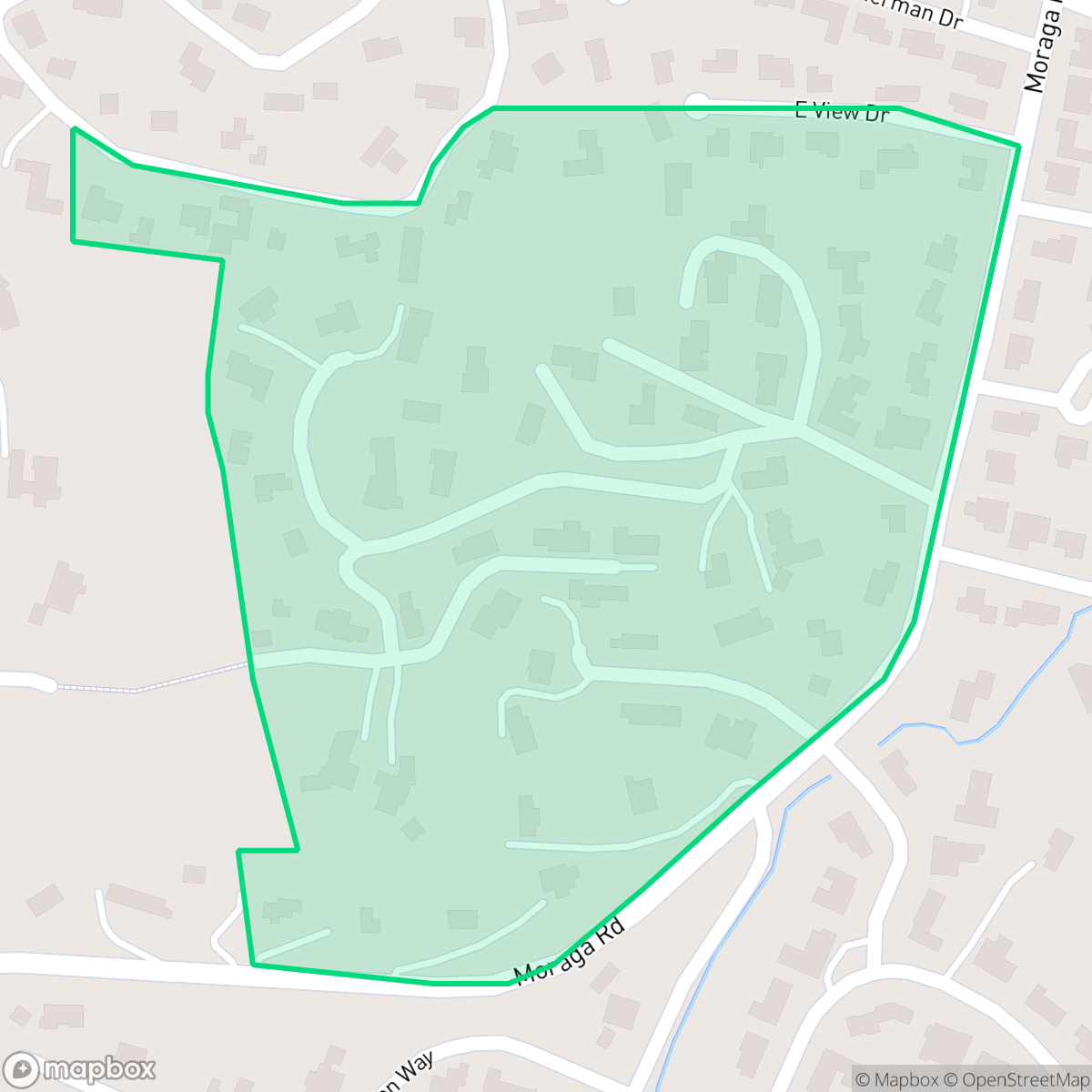 Map showing the location of Tanglewood, Lafayette, CA