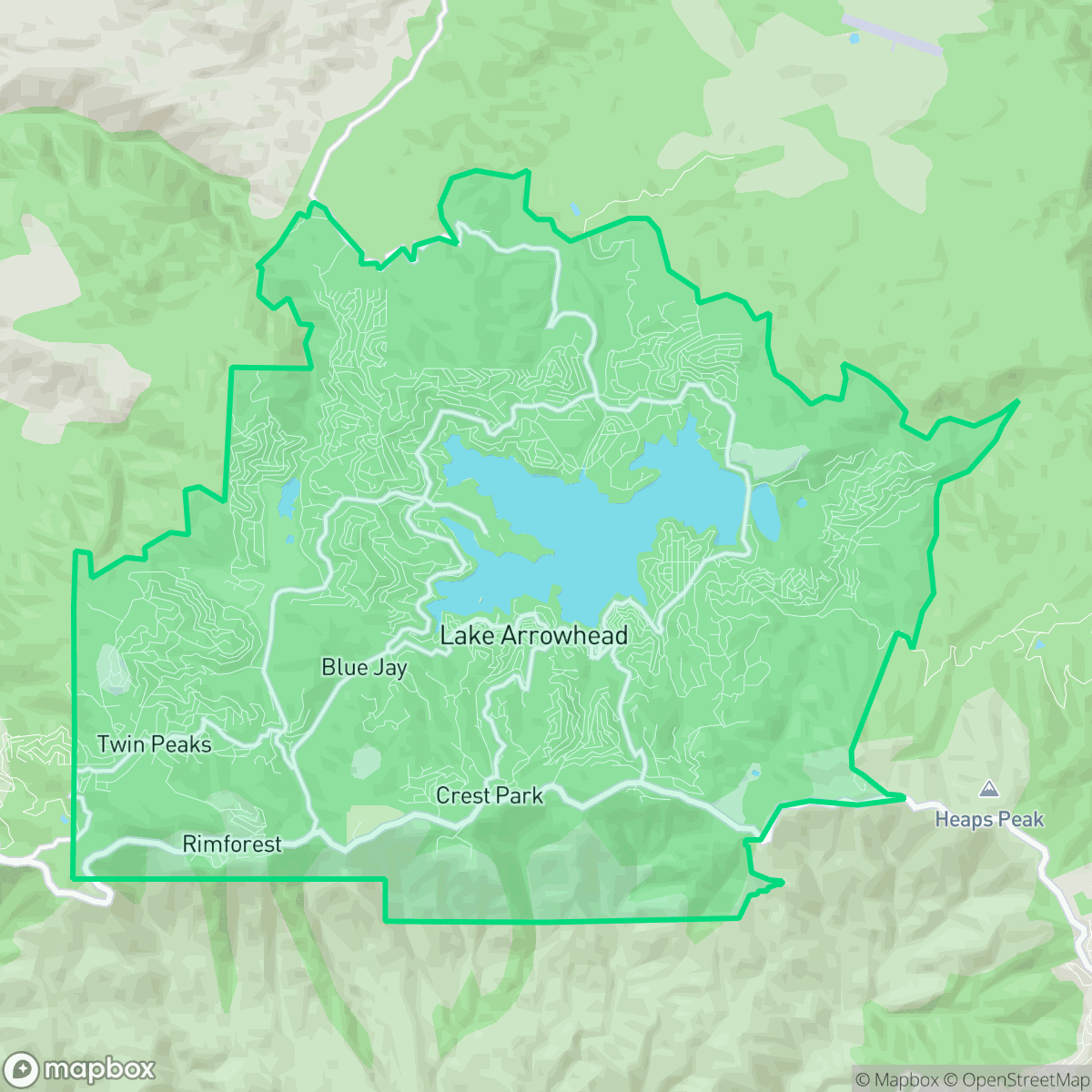 Map showing the location of Lake Arrowhead, CA — coverage area