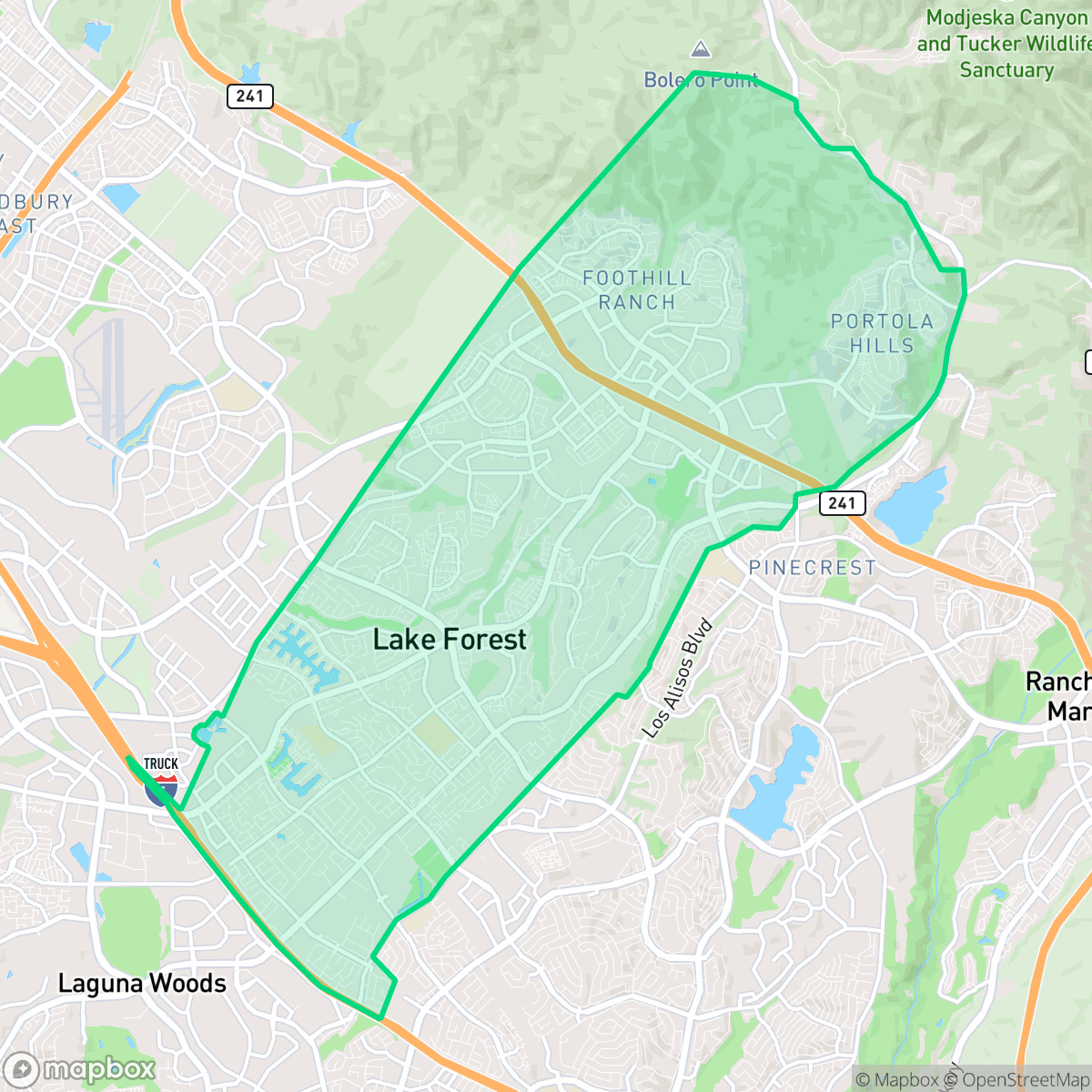 Map showing the location of Lake Forest, CA — coverage area