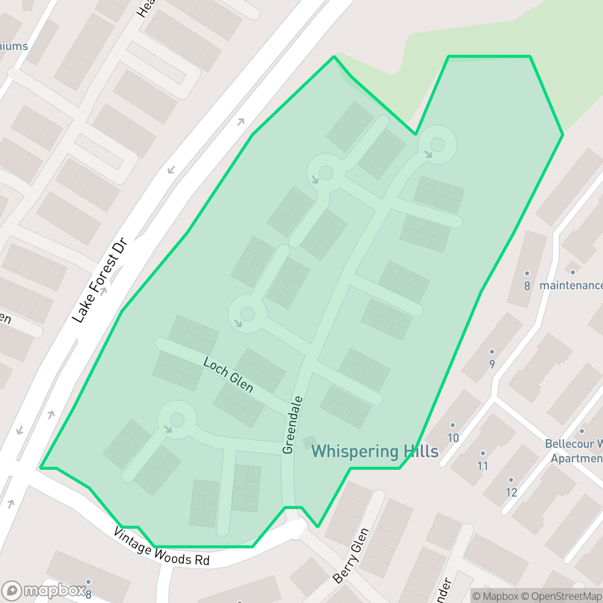 Map showing the location of Lower Greenridge, Lake Forest, CA