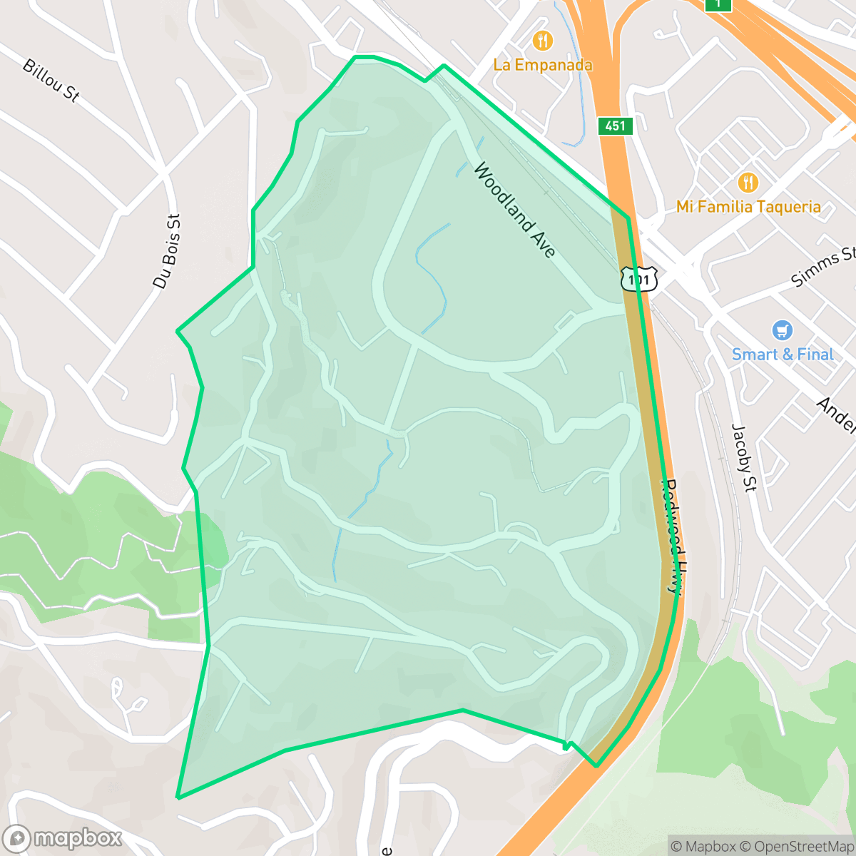 Map showing the location of California Park, Larkspur, CA