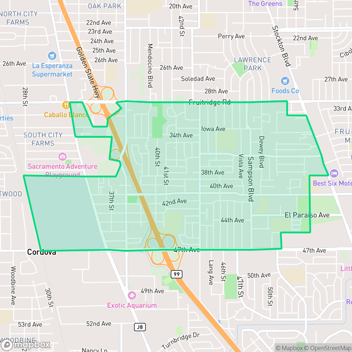 Map showing the location of Lemon Hill, CA — coverage area