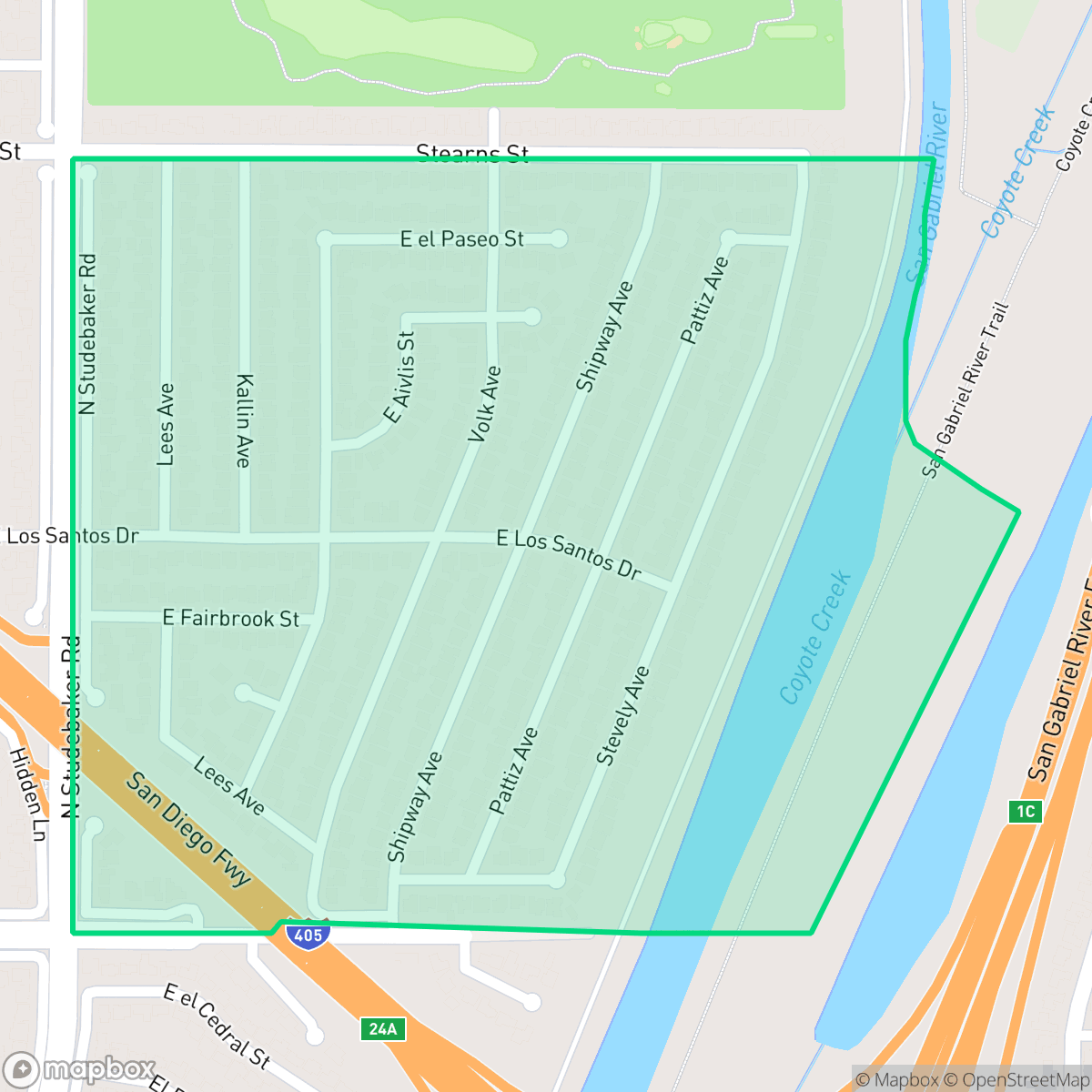Map showing the location of El Dorado South, Long Beach, CA