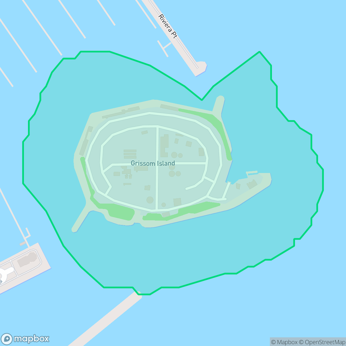 Map showing the location of Island Grissom, Long Beach, CA