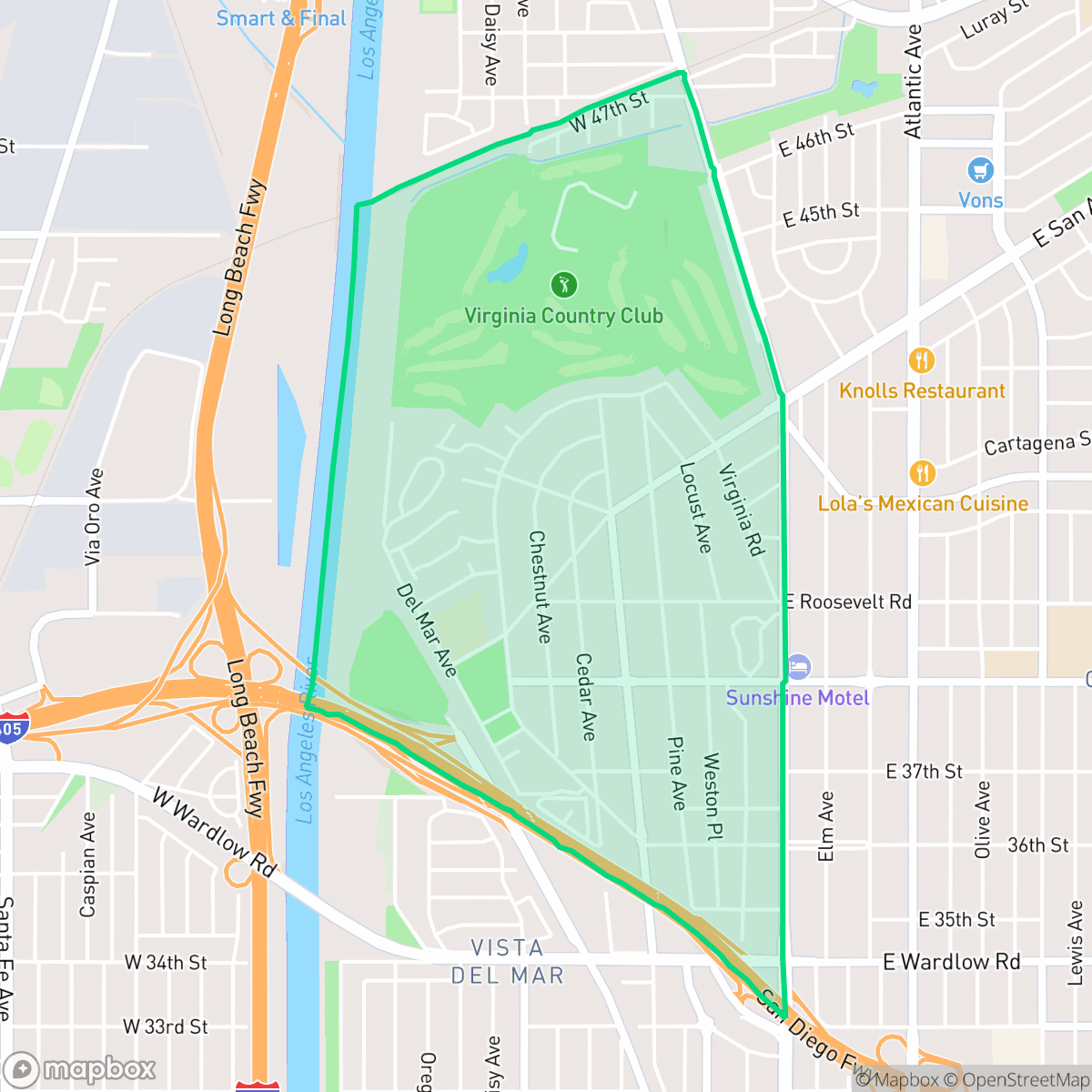 Map showing the location of Los Cerritos Area, Long Beach, CA