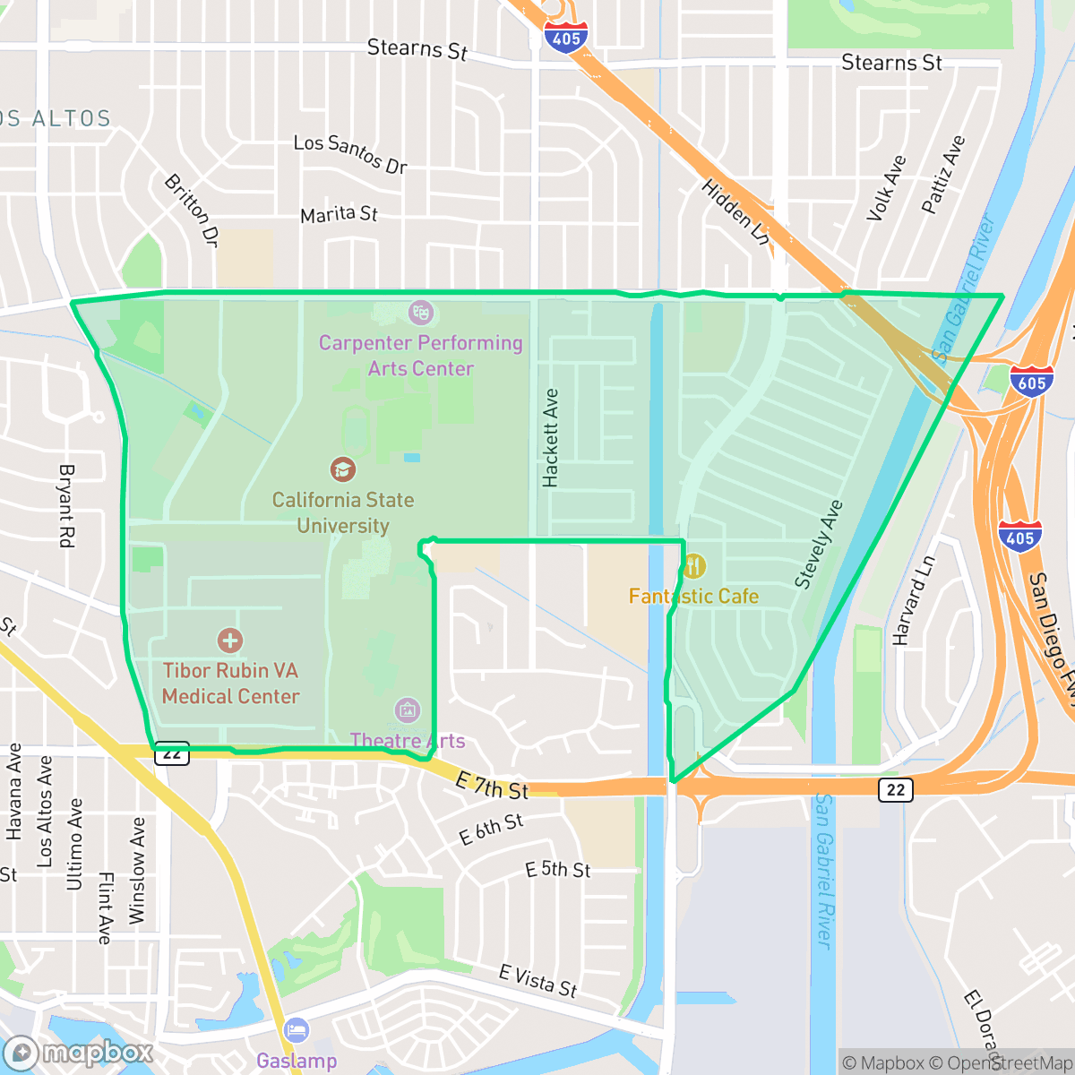 Map showing the location of State College Area, Long Beach, CA
