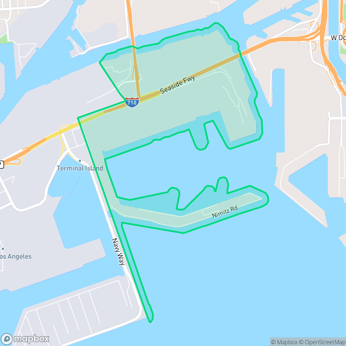 Map showing the location of Terminal Island, Long Beach, CA