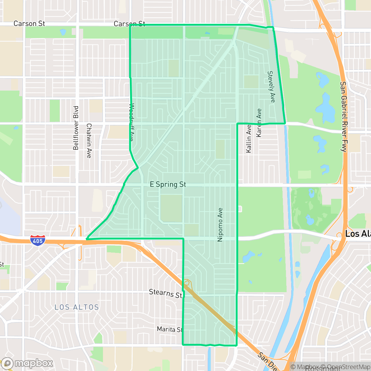 Map showing the location of The Plaza, Long Beach, CA