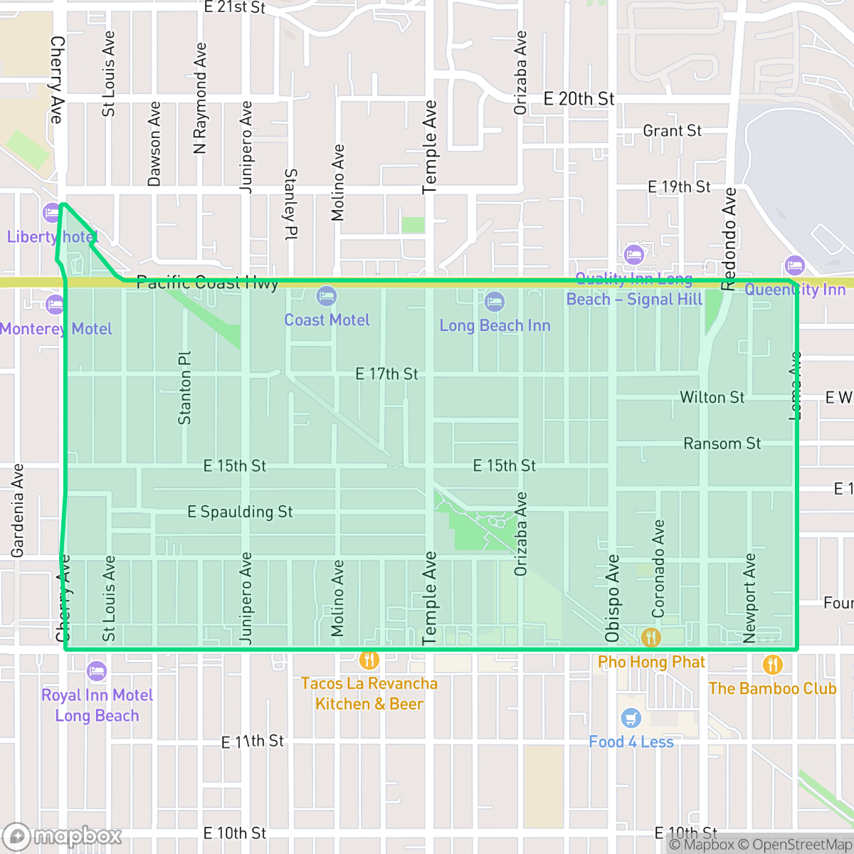 Map showing the location of Zaferia, Long Beach, CA