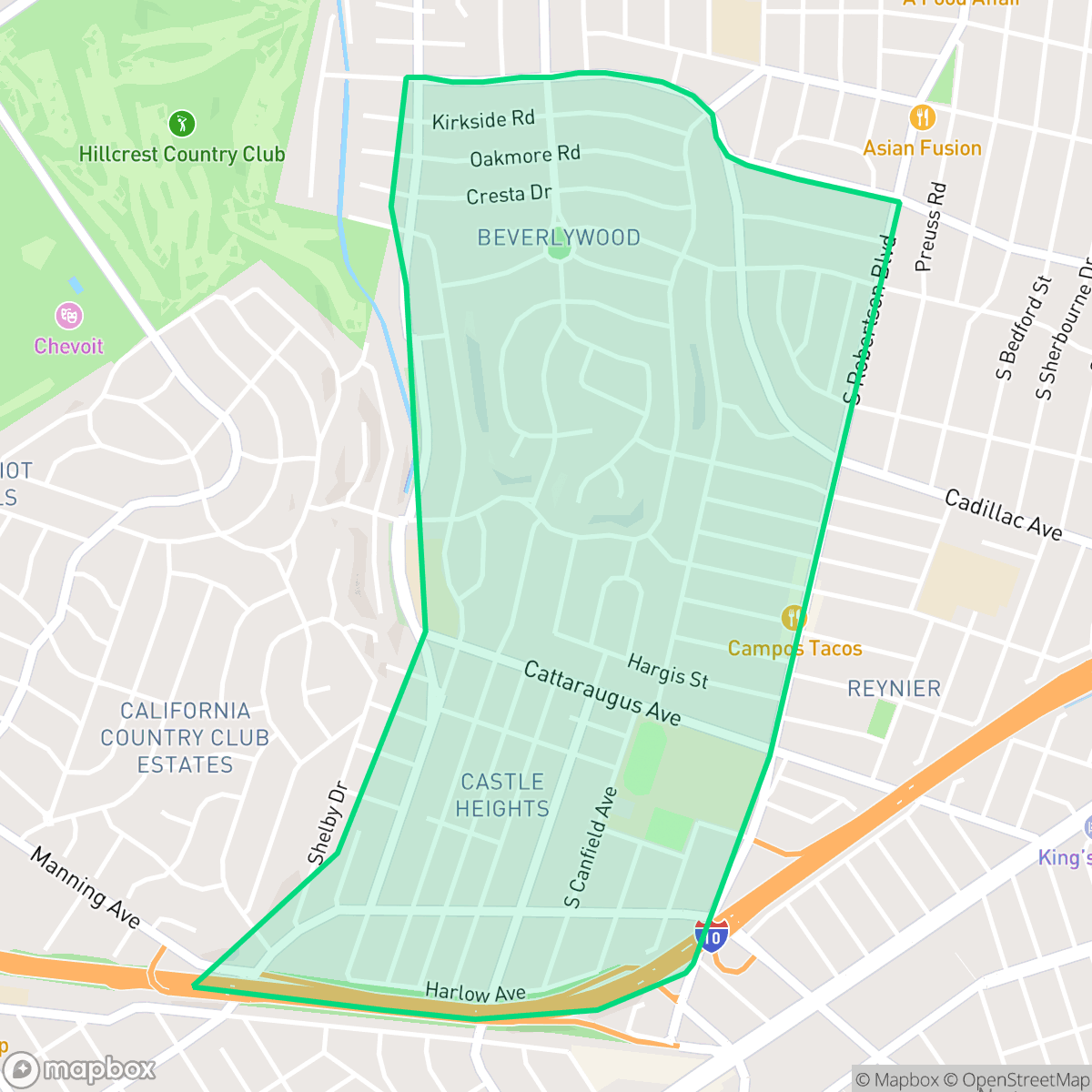 Map showing the location of Beverlywood, Los Angeles, CA