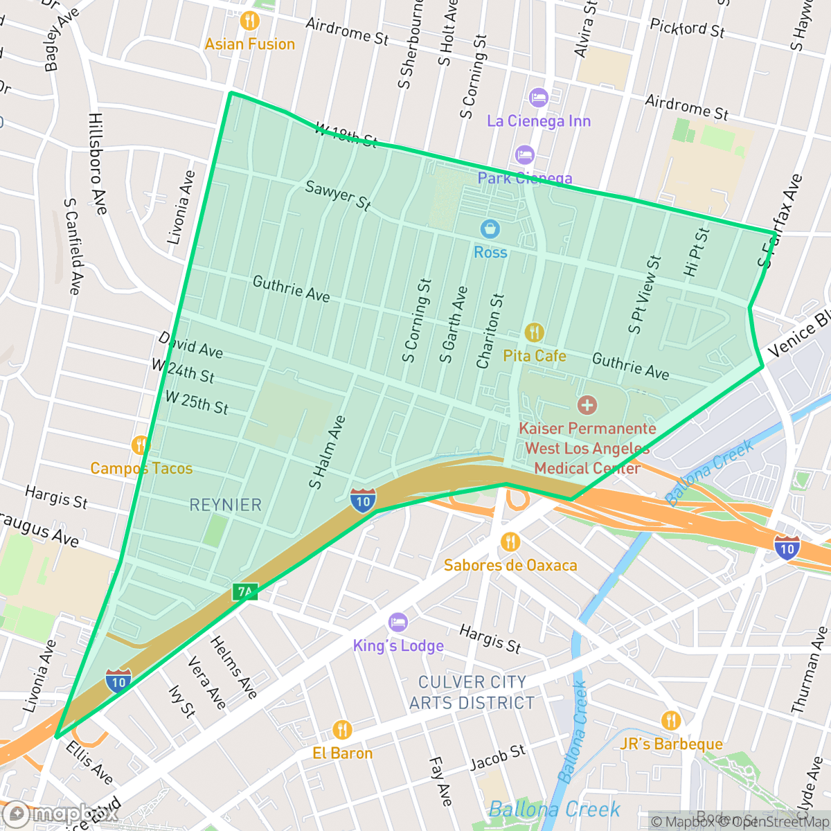 Map showing the location of Crestview, Los Angeles, CA