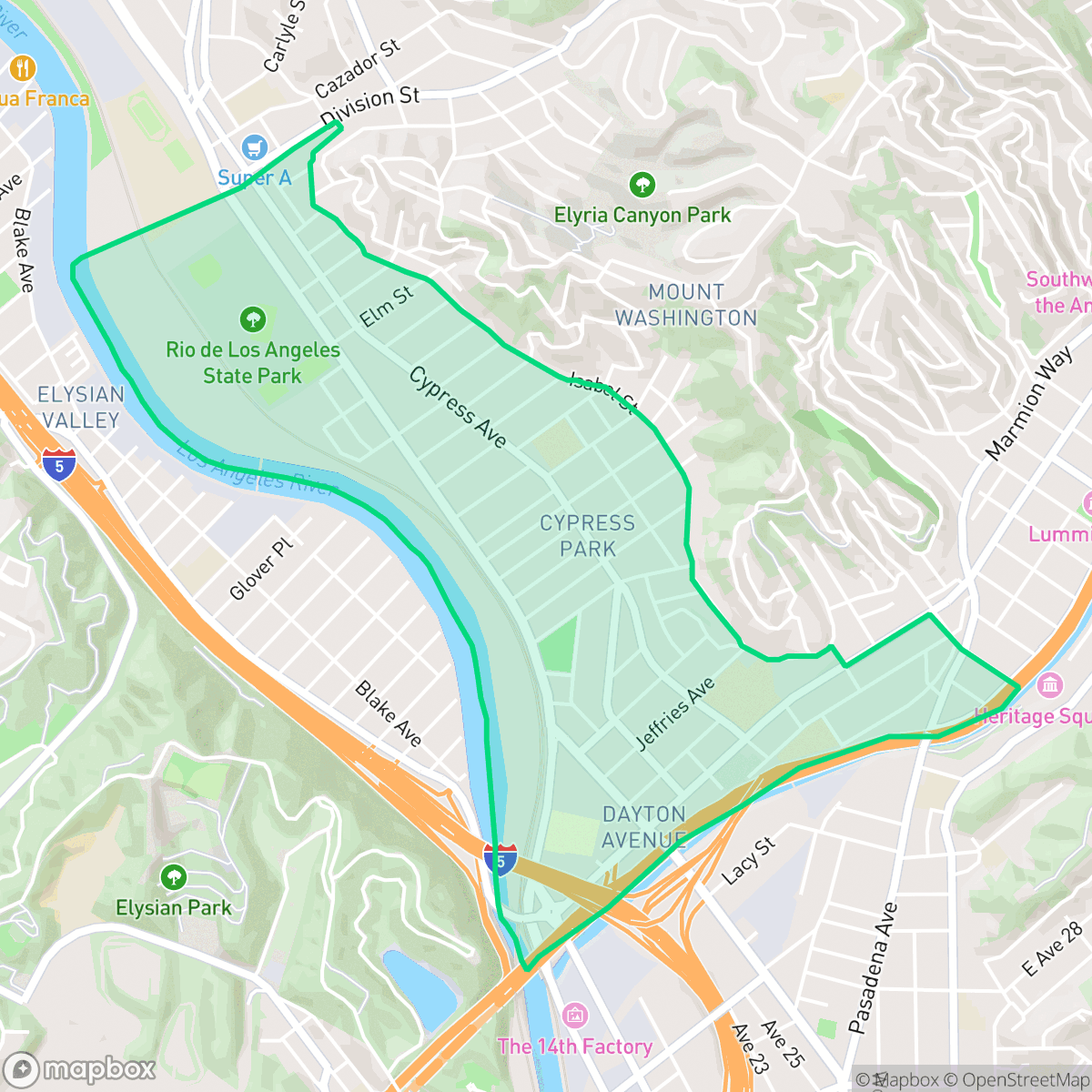 Map showing the location of Cypress Park, Los Angeles, CA