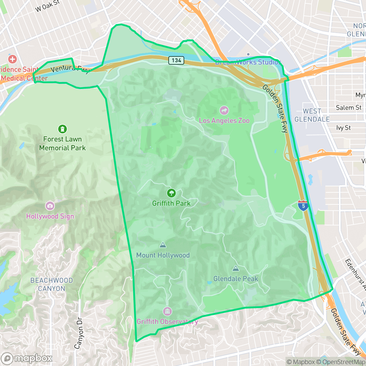 Map showing the location of Glendale, Los Angeles, CA