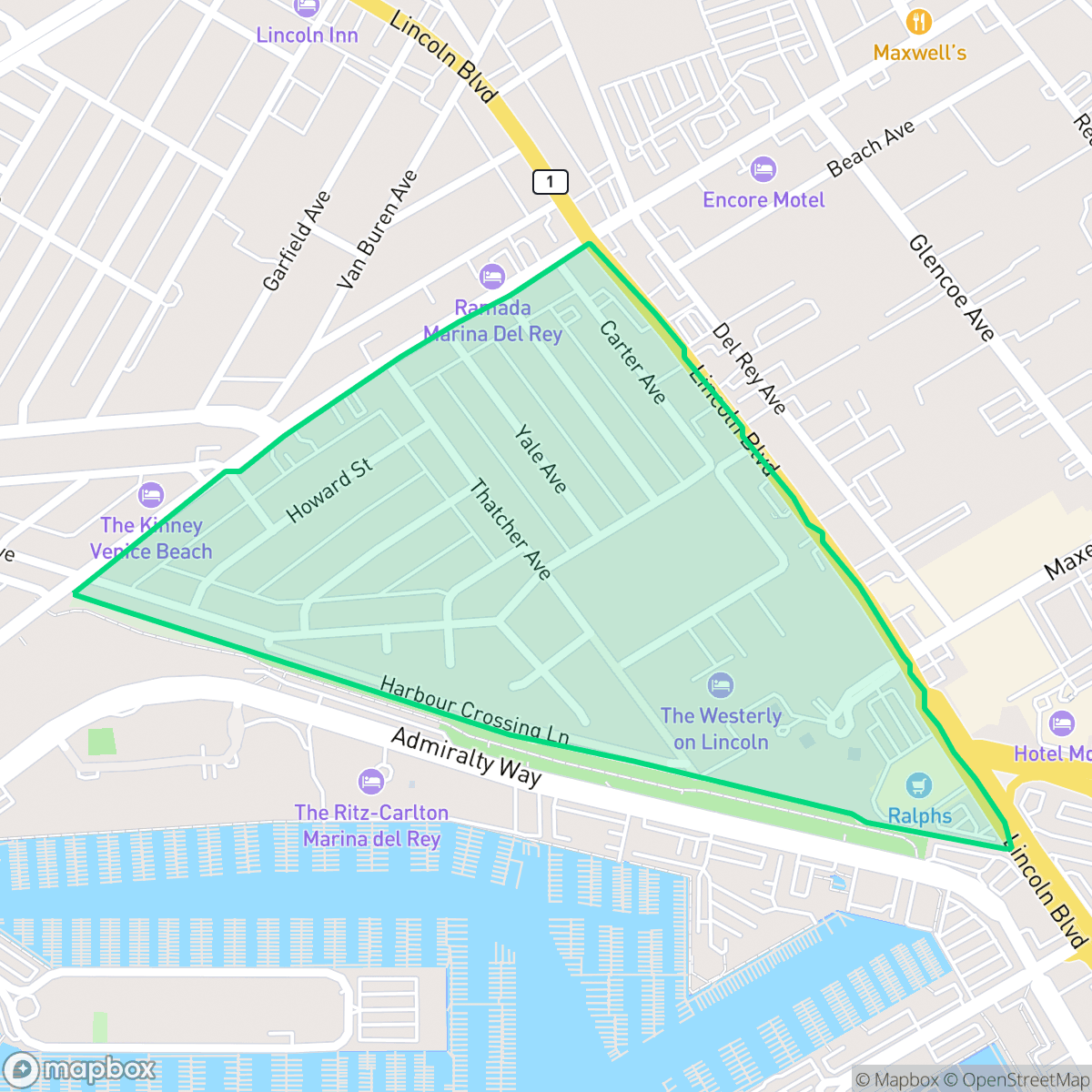 Map showing the location of Golden Triangle, Los Angeles, CA