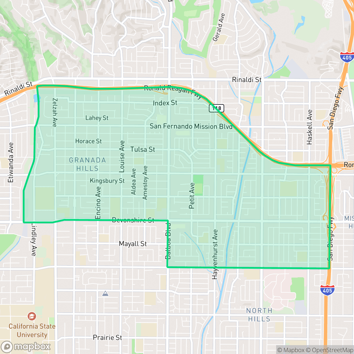 Map showing the location of Granada Hills South Neighborhood Council District, Los Angeles, CA