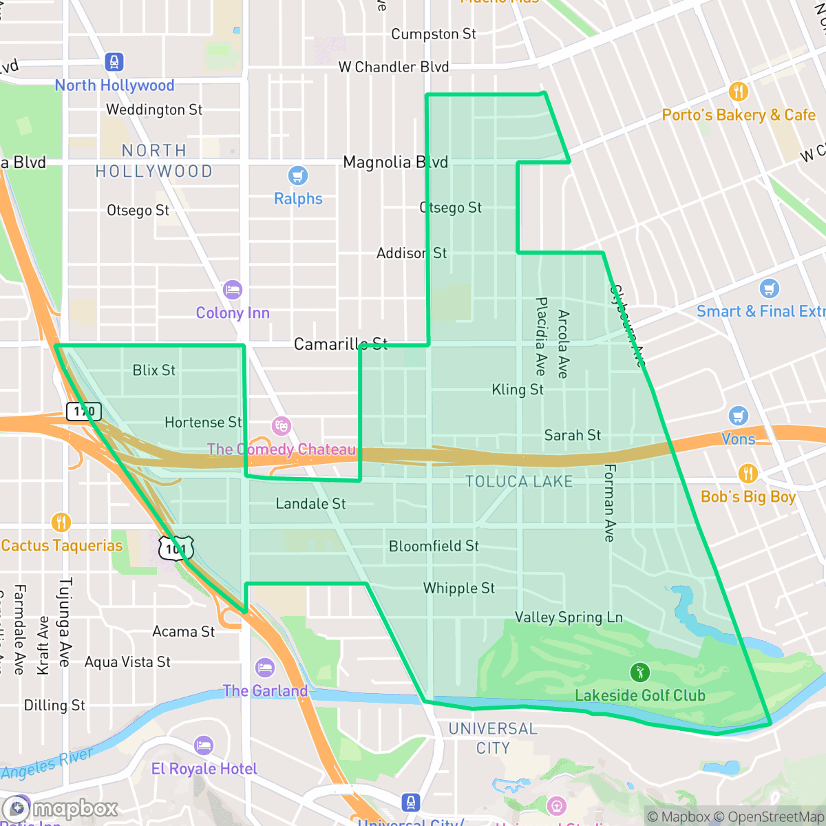 Map showing the location of Greater Toluca Lake Neighborhood Council District, Los Angeles, CA