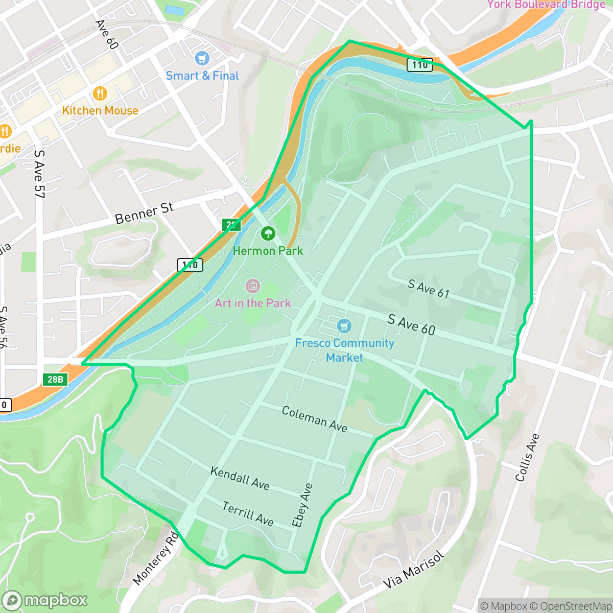 Map showing the location of Hermon, Los Angeles, CA