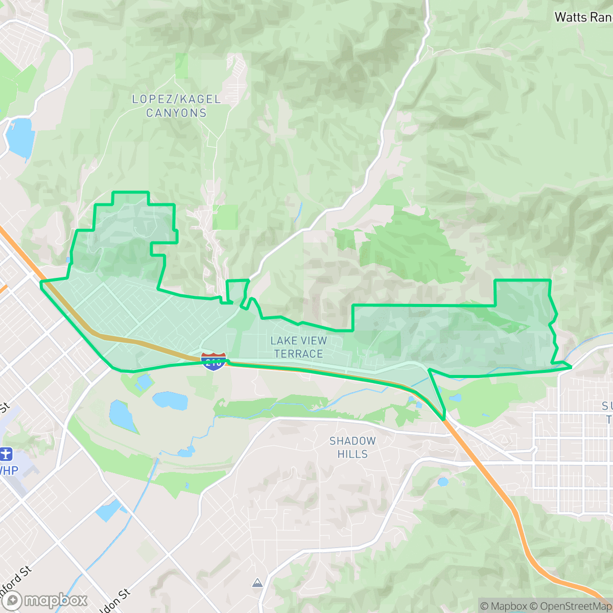 Map showing the location of Lakeview Terrace, Los Angeles, CA