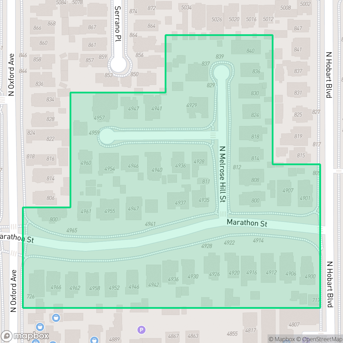 Map showing the location of Melrose Hill Historic Preservation Overlay Zone, Los Angeles, CA