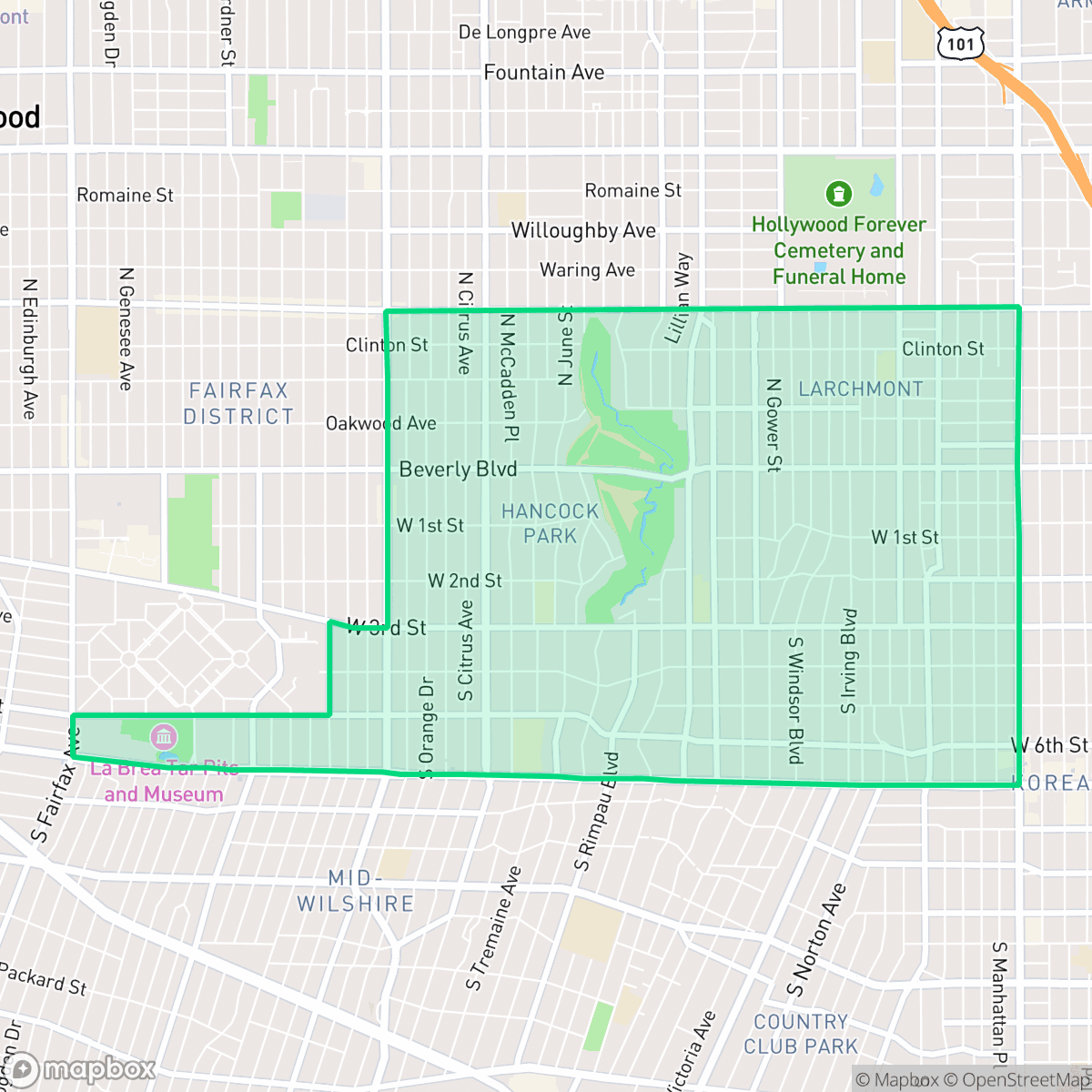 Map showing the location of Mid Wilshire, Los Angeles, CA