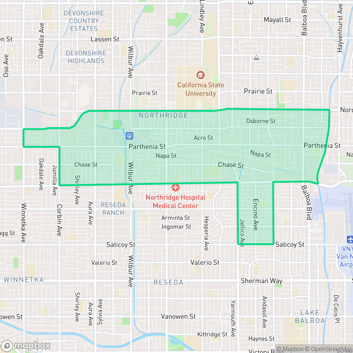 Map showing the location of Northridge South Neighborhood Council District, Los Angeles, CA
