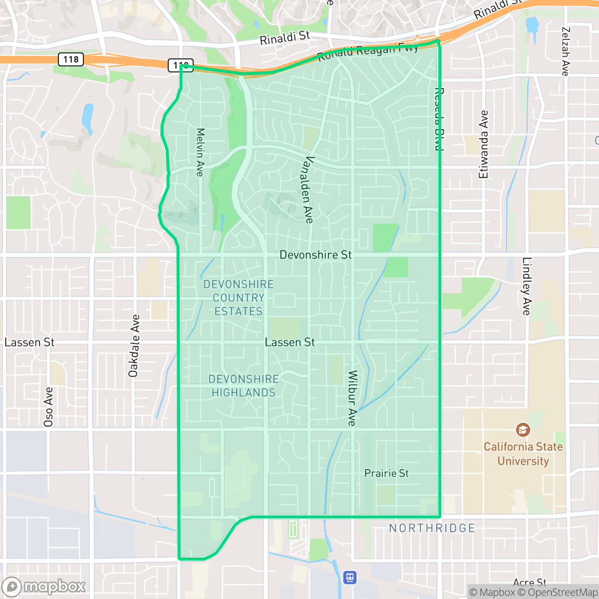 Map showing the location of Northridge West Neighborhood Council District, Los Angeles, CA