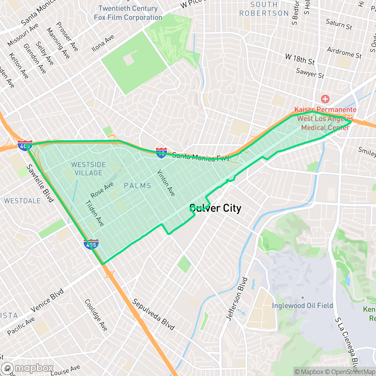 Map showing the location of Palms, Los Angeles, CA