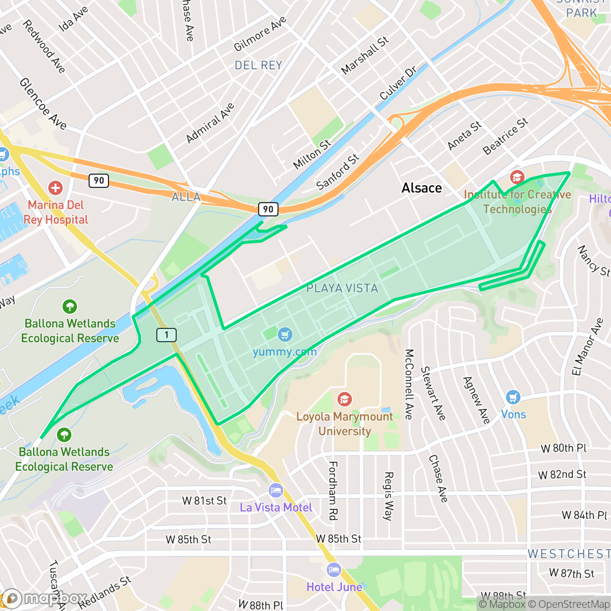 Map showing the location of Playa Vista, Los Angeles, CA