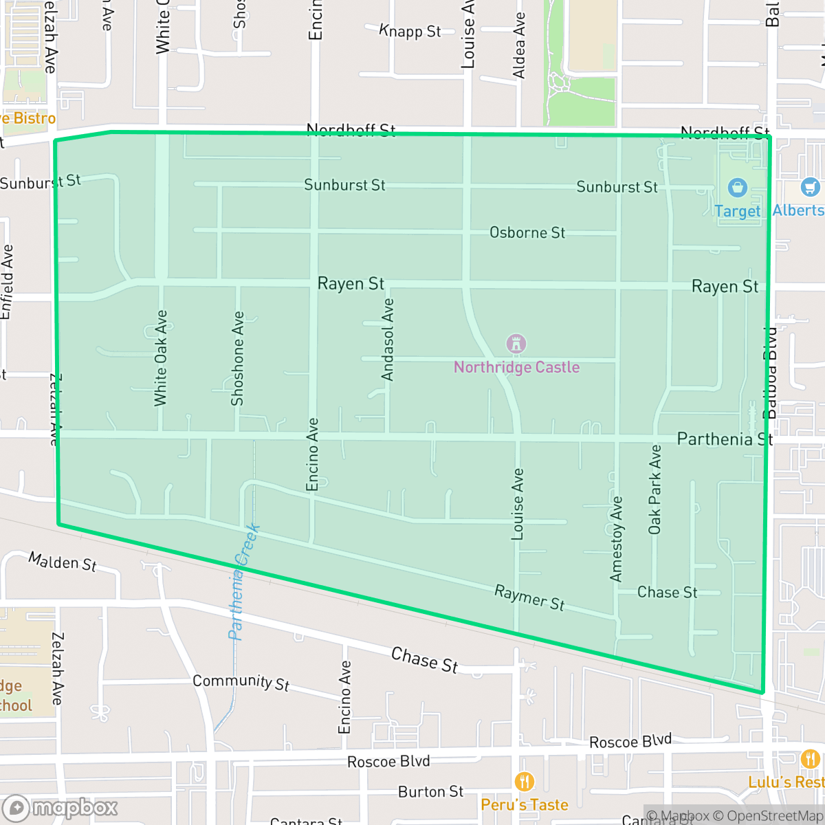 Map showing the location of Sherwood Forest, Los Angeles, CA