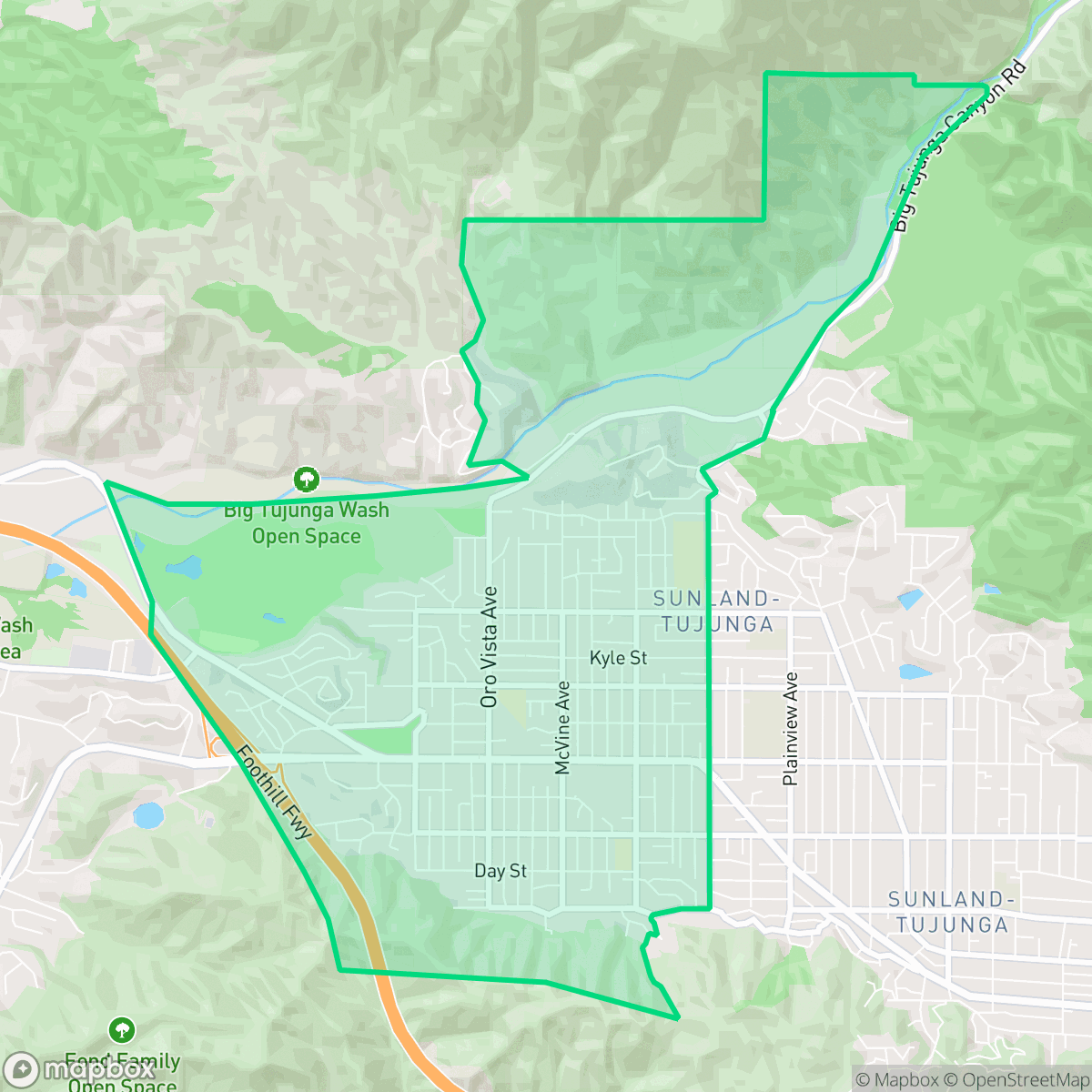 Map showing the location of Sunland, Los Angeles, CA