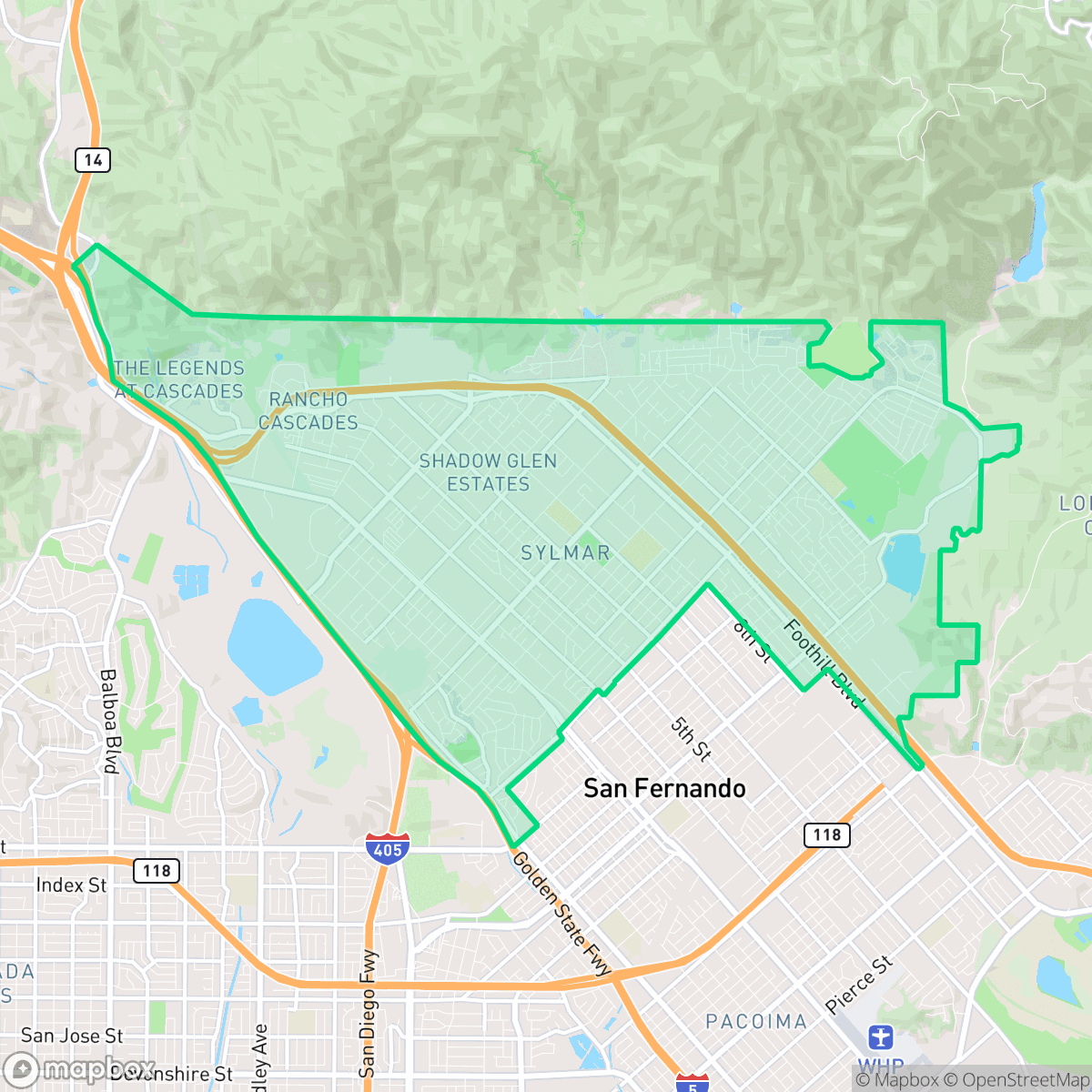 Map showing the location of Sylmar, Los Angeles, CA
