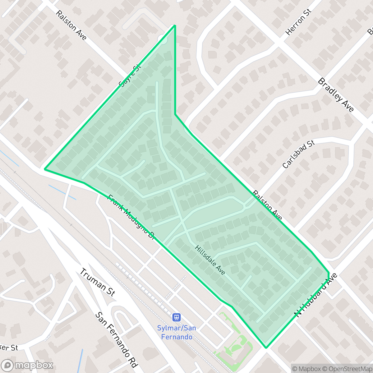 Map showing the location of Village Green, Los Angeles, CA