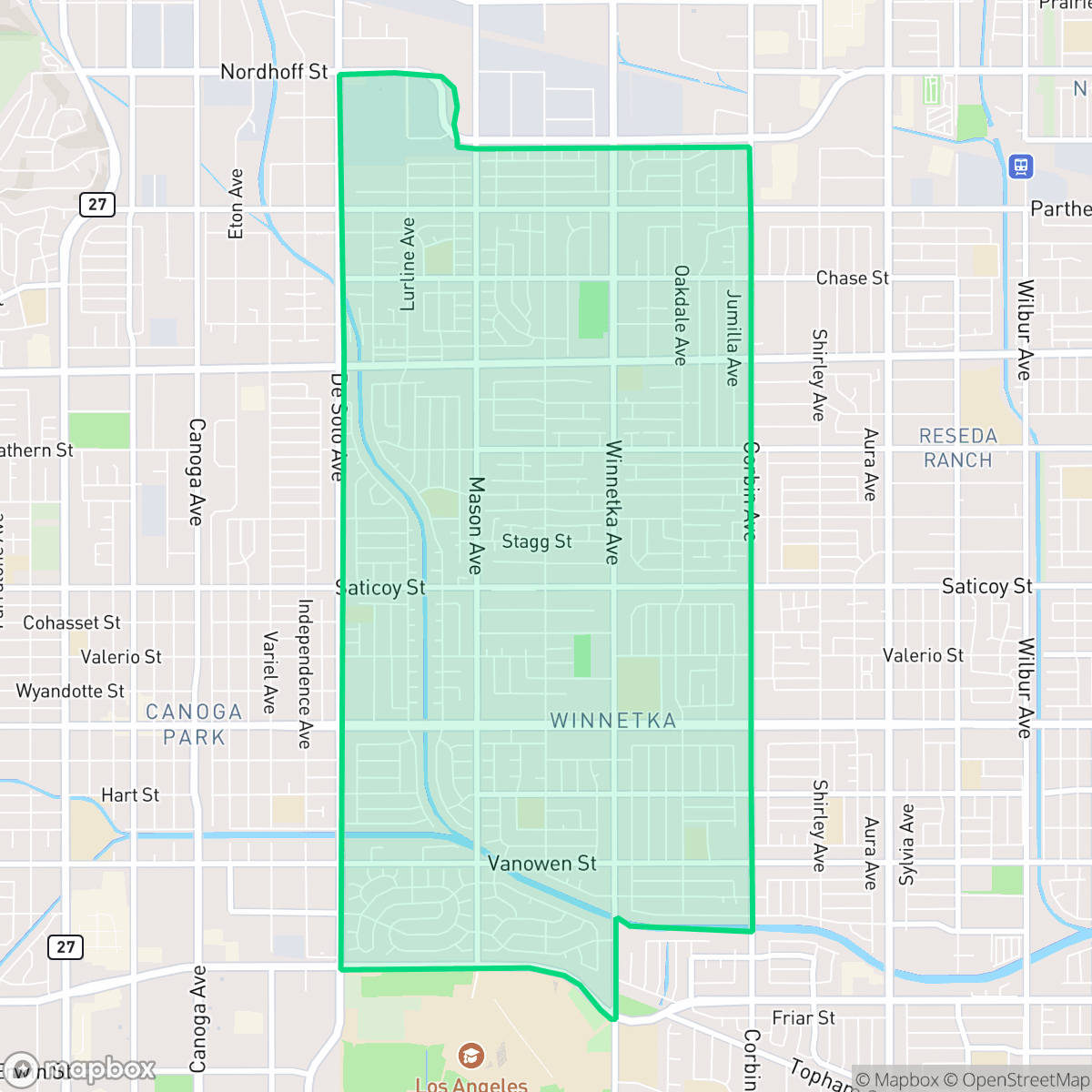 Map showing the location of Winnetka, Los Angeles, CA
