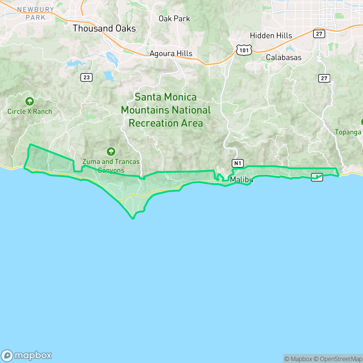 Map showing the location of Malibu, CA — coverage area
