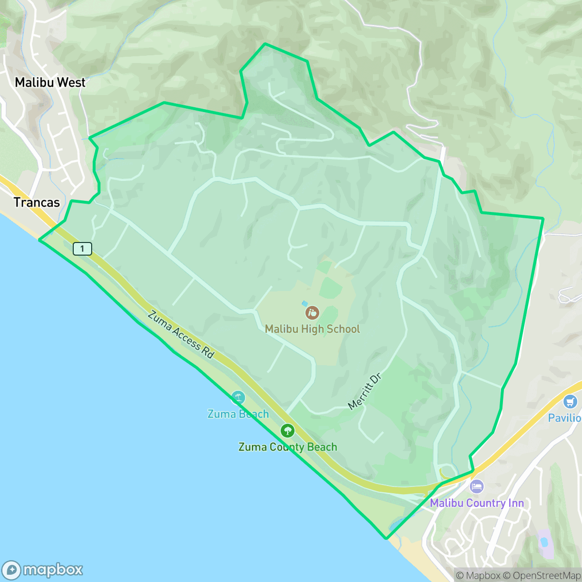 Map showing the location of Malibu Park, Malibu, CA