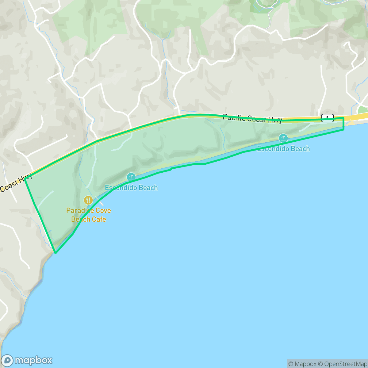 Map showing the location of Paradise Cove, Malibu, CA