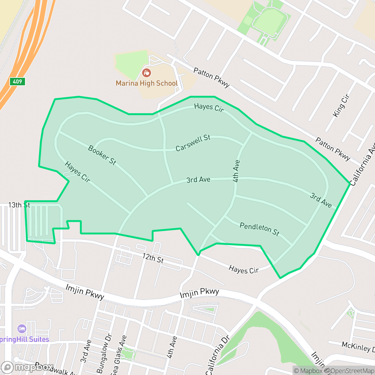 Map showing the location of Cypress Knolls, Marina, CA