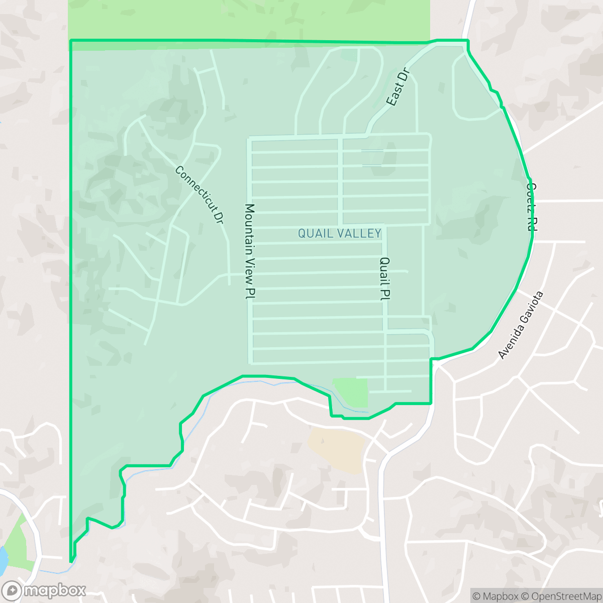 Map showing the location of Quail Valley, Menifee, CA