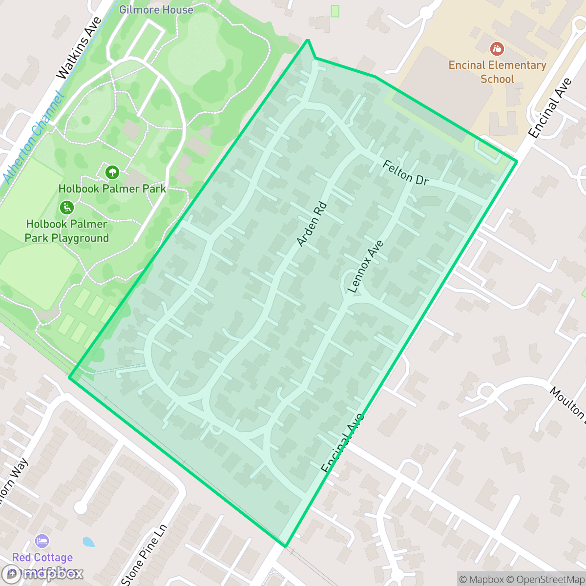 Map showing the location of Felton Gables, Menlo Park, CA