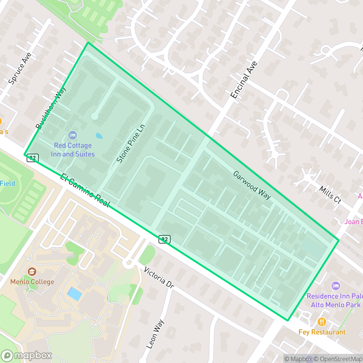 Map showing the location of Pine Forest, Menlo Park, CA