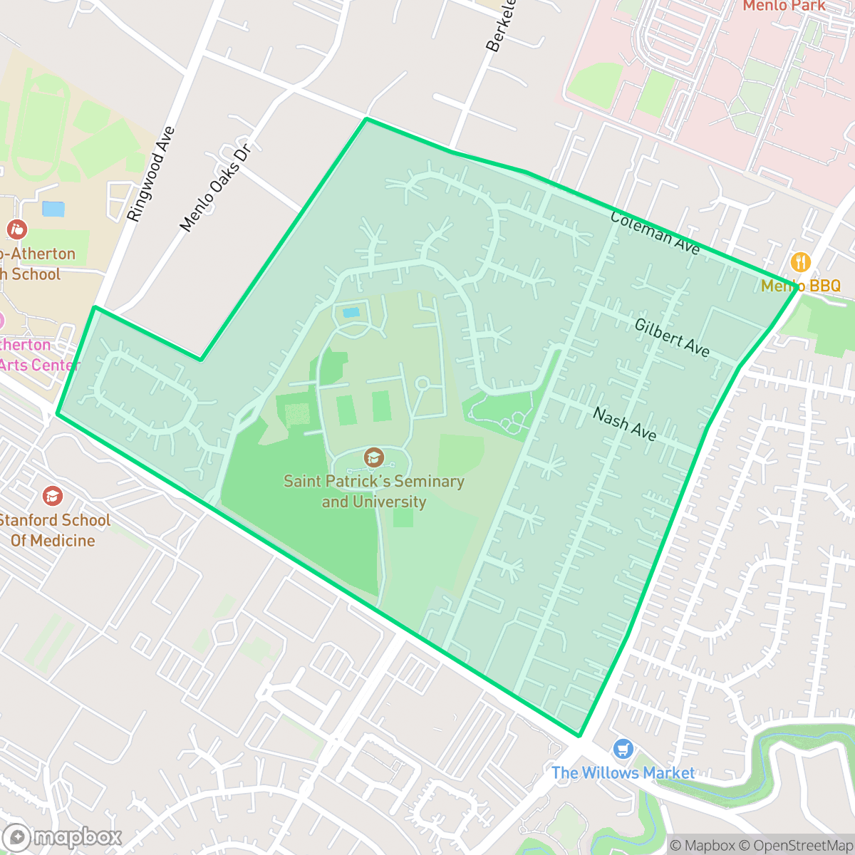 Map showing the location of Vintage Oaks, Menlo Park, CA