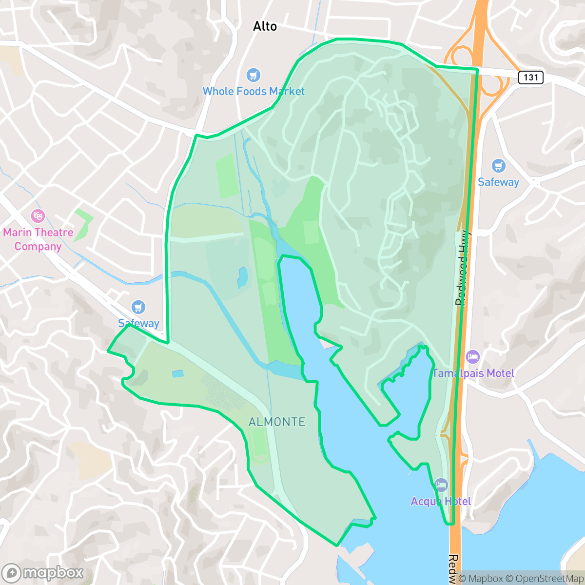 Map showing the location of Bayfront/Enchanted Knolls/Shelter Ridge, Mill Valley, CA