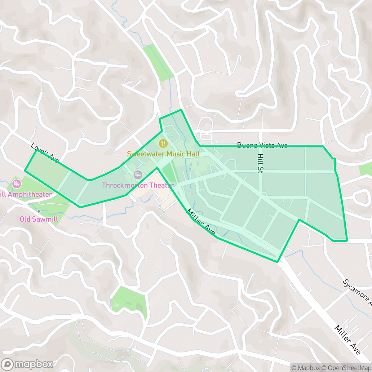 Map showing the location of Downtown/Lytton Square, Mill Valley, CA