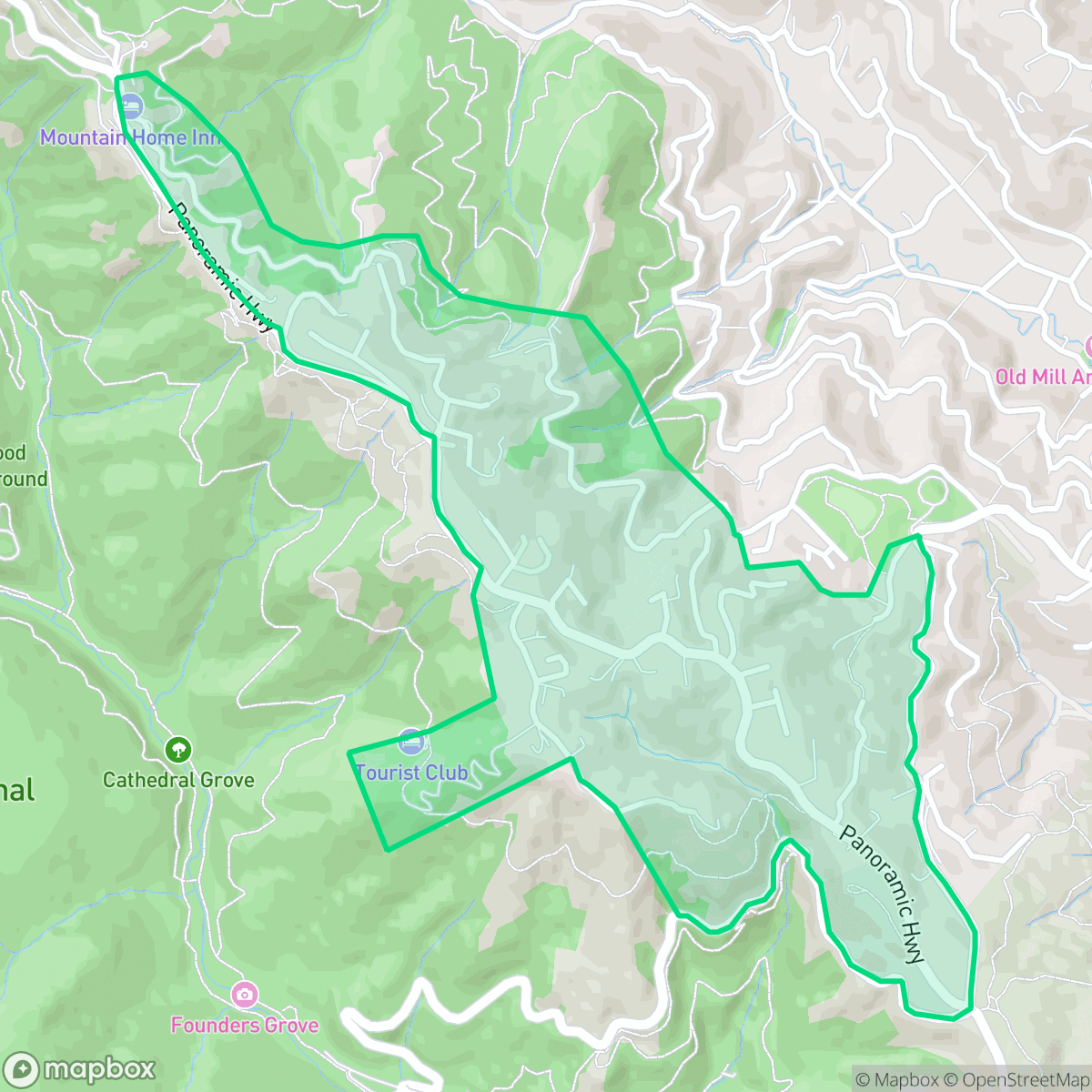 Map showing the location of Muir Woods Park, Mill Valley, CA