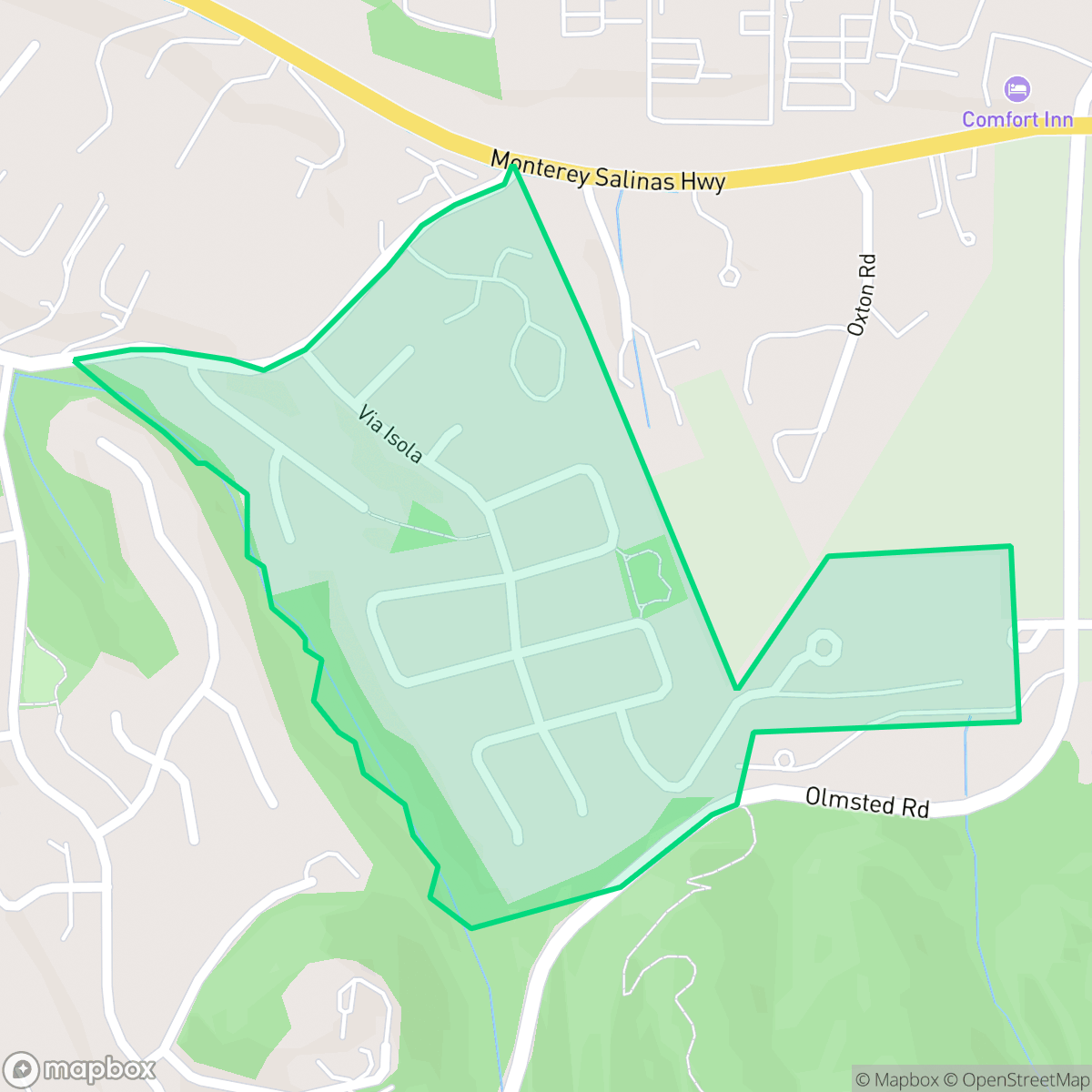 Map showing the location of Fisherman Flats, Monterey, CA